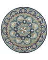Lr Home Daisy Dia Floral Hand Tufted Indoor Round Area Rug In Blue