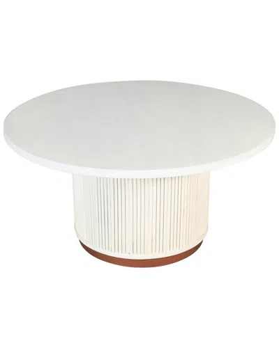 Lr Home Eames Distressed Fluted Handmade Coffee Table With Hidden Storage In White