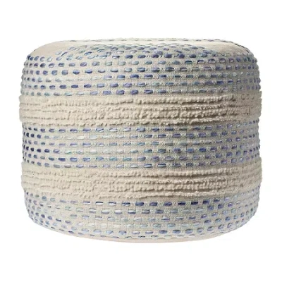 Lr Home Eleanor 14" Handmade Cotton Blend Pouf In Multi