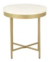 Lr Home Elena Modern Bone Inlay Side Table In Gold