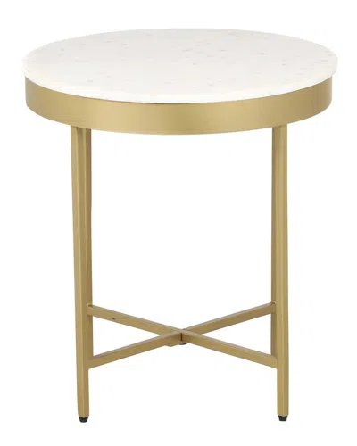 Lr Home Elena Modern Marble Side Table In White