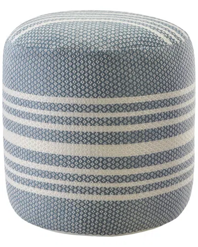 Lr Home Ella Blue/white Striped Hand-woven Ottoman Pouf