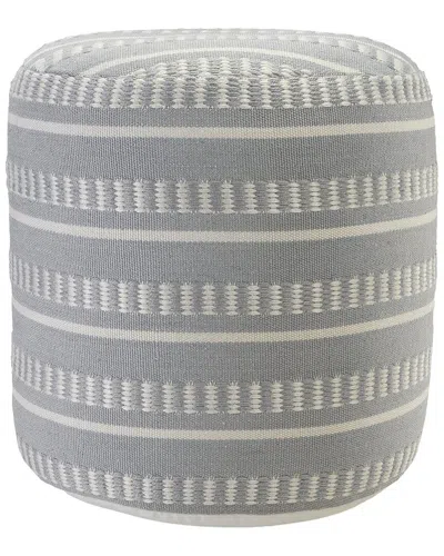 Lr Home Ella Blue/white Striped Hand-woven Ottoman Pouf
