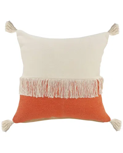 Lr Home Ella Color Block Orange Fringed Decorative Pillow In Multi