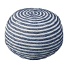 Lr Home Ellie Handmade Jute Medium Pouf Striped Ottoman In Blue