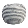 Lr Home Ellie Handmade Jute Medium Pouf Striped Ottoman In Gray