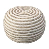 Lr Home Ellie Handmade Jute Medium Pouf Striped Ottoman In White
