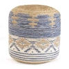 Lr Home Elma Handmade Jute Blend Medium Pouf Striped Ottoman In Blue