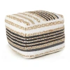 Lr Home Elmo Handmade Jute Blend Medium Pouf Striped Ottoman In White