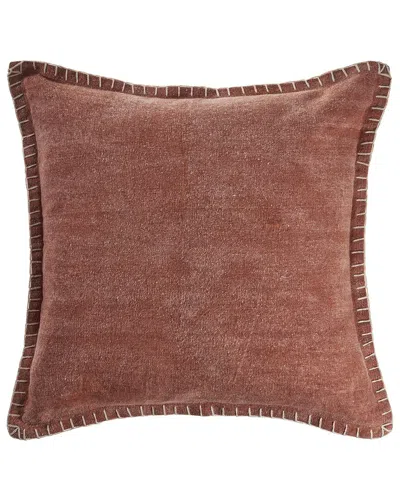 Lr Home Embroidered Edge Bordered Solid Throw Pillow In Burgundy