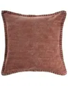 Lr Home Embroidered Edge Bordered Solid Throw Pillow In Brown