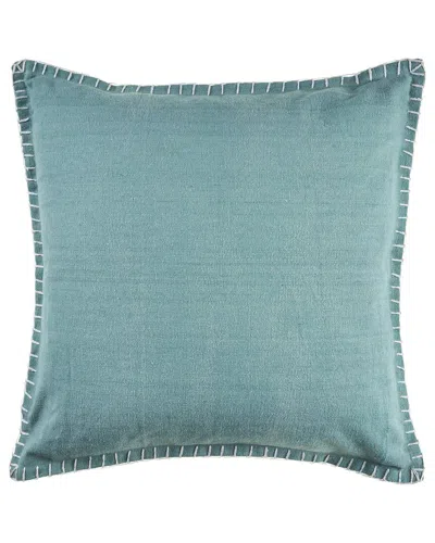 Lr Home Embroidered Edge Bordered Solid Throw Pillow In Teal