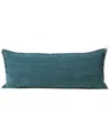 Lr Home Embroidered Edge Everyday Solid Lumbar Decorative In Blue