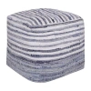 Lr Home Emilia Handmade Cotton Medium Pouf Striped Ottoman In Blue