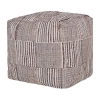 Lr Home Emily Handmade Cotton And Jute Medium Pouf Geometric Ottoman In White