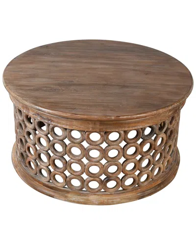 Lr Home Emma Farmhouse Lattice Solid Wood Handmade Coffee Table In Brown