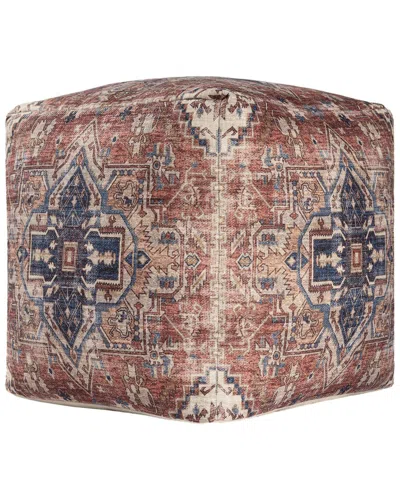 Lr Home Esra Vintage Distressed Medallion Ottoman Pouf In Brown