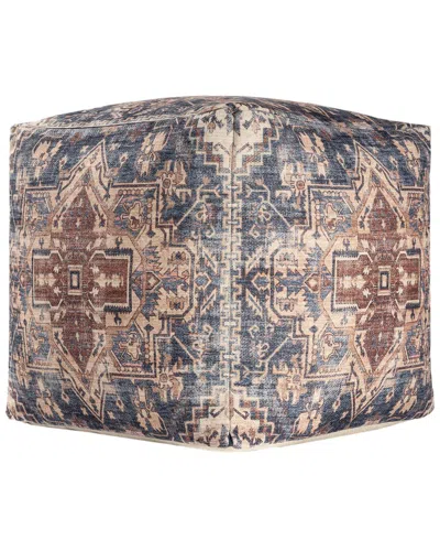 Lr Home Esra Vintage Distressed Medallion Ottoman Pouf In Gray