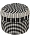 Lr Home Evelyn Black/natural Tartan/plaid Hand-woven Ottoman Pouf In Black