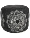 Lr Home Evelyn Black/white Medallion Flatweave Ottoman Pouf In Black