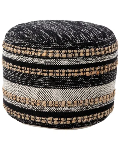 Lr Home Evelyn Black/white Striped Hand-woven Ottoman Pouf