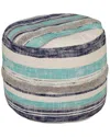 Lr Home Evelyn Blue/white Striped Hand-woven Ottoman Pouf In Blue