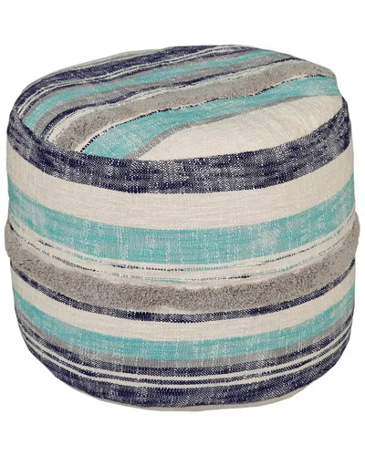 Lr Home Evelyn Blue/white Striped Hand-woven Ottoman Pouf
