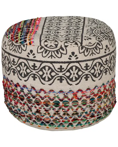Lr Home Evelyn Multicolor Floral/botanical Flatweave Ottoman Pouf