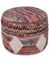 Lr Home Evelyn Multicolor Geometric Hand-woven Ottoman Pouf