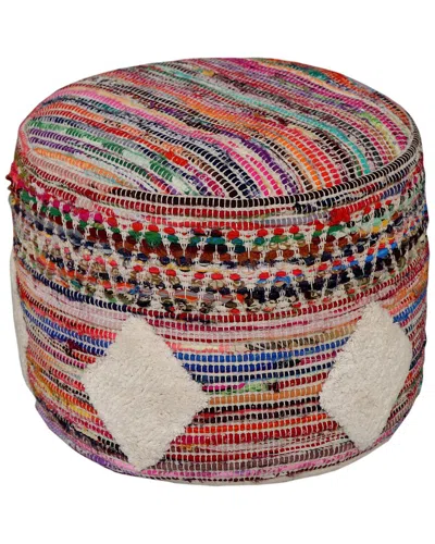 Lr Home Evelyn Multicolor Geometric Hand-woven Ottoman Pouf