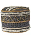 Lr Home Evelyn Multicolor Striped Hand-woven Ottoman Pouf