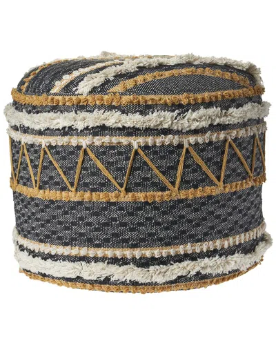Lr Home Evelyn Multicolor Striped Hand-woven Ottoman Pouf In Blue