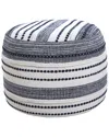 Lr Home Evelyn Navy/ivory Striped Hand-woven Ottoman Pouf In Blue