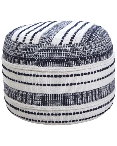 Lr Home Evelyn Navy/ivory Striped Hand-woven Ottoman Pouf In Blue