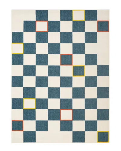 Lr Home Evette Rios Modern Checkered Polypropylene Indoor/outdoor Area Rug In Blue