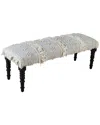 Lr Home Farmhouse Geometric Embroidered Handmade Bench In Blue