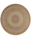 Lr Home Farmhouse Hand-braided Jute Round Area Rug In Grey