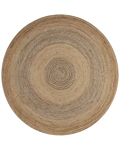 Lr Home Farmhouse Hand-braided Jute Round Area Rug In Grey