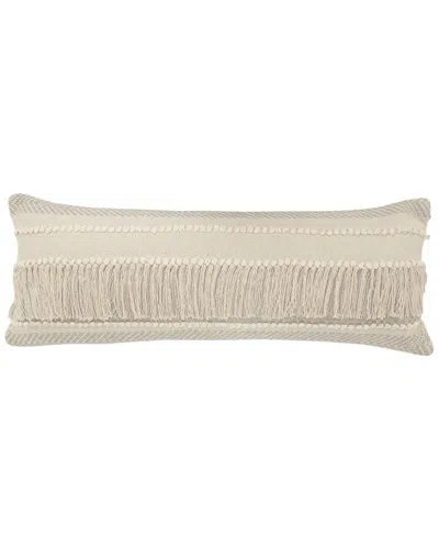 Lr Home Fringed Striped Lumbar Decorative Pillow In Brown