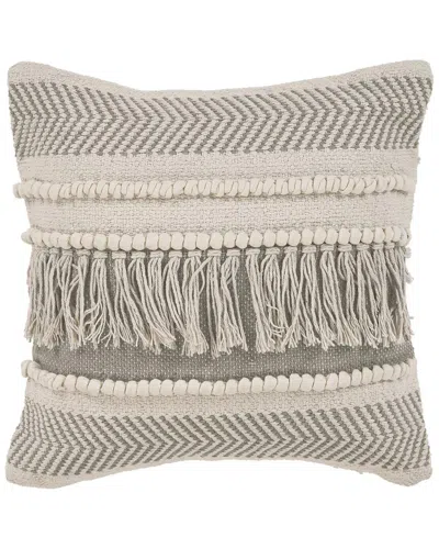 Lr Home Fringed Striped Throw Pillow In Gray