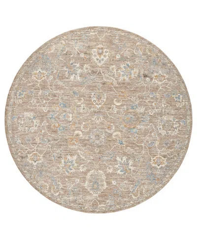 Lr Home Garza Vio-132 6'6" X 6'6" Round Area Rug In Brown,ivory