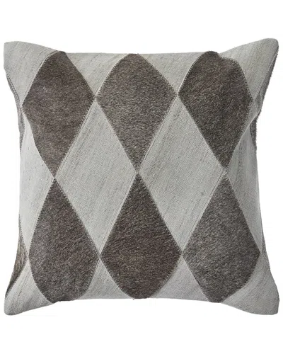 Lr Home Geometric Faux Leather Hide Throw Pillow In Silver