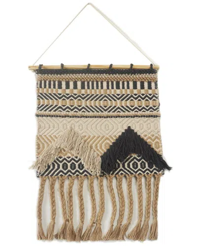 Lr Home Geometric Fringed Wall Hanging In Beige