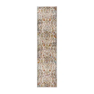 Lr Home Glossy Qiera Floral Stain Resistant Indoor Rectangular Runner In Multi
