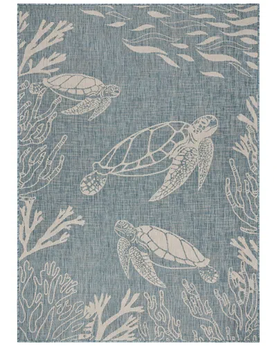 Lr Home Graphic Coastal Indoor/outdoor Performance Area Rug In Blue