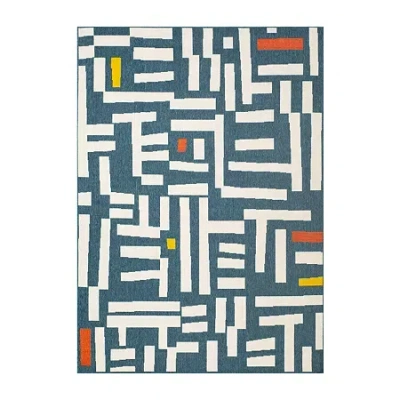Lr Home Graphic Print Indoor Outdoor Rectangular Area Rug In Blue
