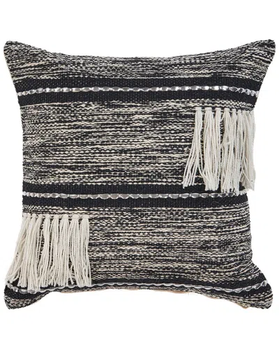 Lr Home Hailey Fringe Metallic Throw Pillow In Black