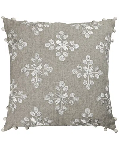 Lr Home Hand-woven Floral Linen Throw Pillow In Gray