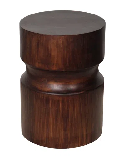 Lr Home Hanna Solid Mango Wood Drum Side Table In Brown