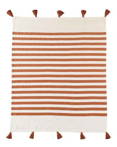 Lr Home Harrison Adobe Striped Hand-woven Throw Blanket In Red